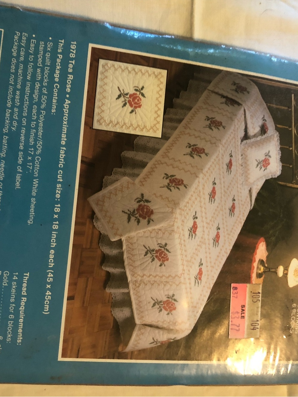 Tea Rose Embroidered Tablecloth Set - White with Pink Roses